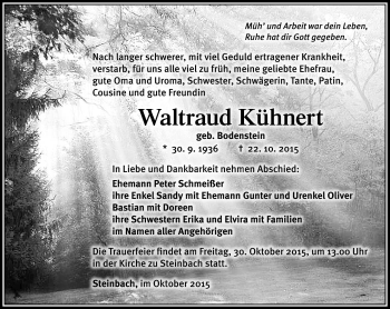 Traueranzeige von Waltraud Kühnert von Südthüringer Presse