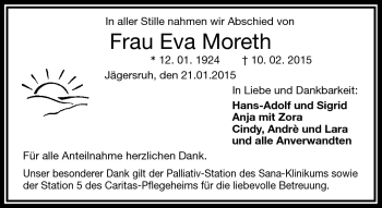 Traueranzeige von Eva Moreth von Frankenpost
