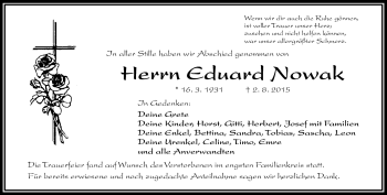 Traueranzeige von Eduard Nowak von Frankenpost