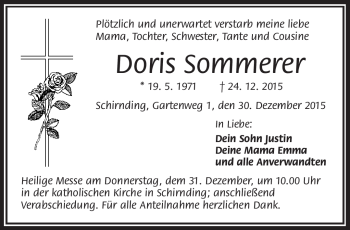 Traueranzeige von Sommerer Doris von Frankenpost