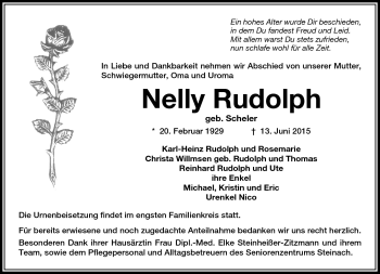 Traueranzeige von Nelly Rudolph von Südthüringer Presse