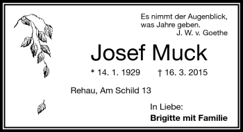 Traueranzeige von Josef Muck von Frankenpost