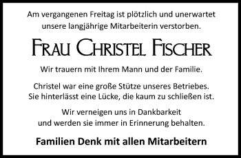 Traueranzeige von Christel Fischer von Neue Presse Coburg