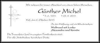 Traueranzeige von Günther Michel von Frankenpost