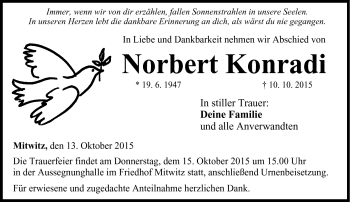 Traueranzeige von Norbert Konradi von Neue Presse Coburg