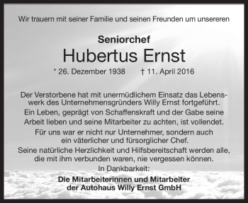 Traueranzeige von Hubertus Ernst von Neue Presse Coburg