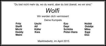 Traueranzeige von Wolfi  von Frankenpost