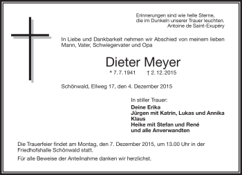 Traueranzeige von Dieter Meyer von Frankenpost
