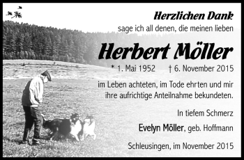 Traueranzeige von Herbert Möller von Südthüringer Presse