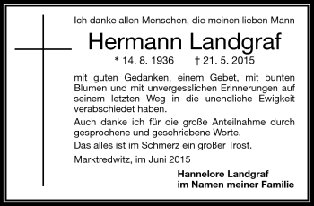 Traueranzeige von Hermann Landgraf von Frankenpost