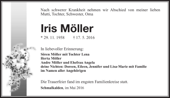 Traueranzeige von Iris Möller von Südthüringer Presse