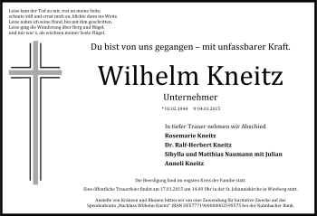 Traueranzeige von Wilhelm Kneitz von Frankenpost