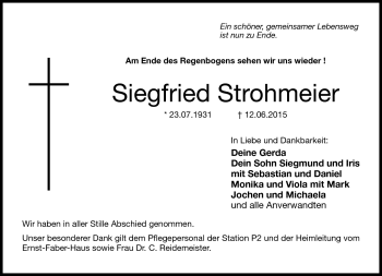Traueranzeige von Siegfried Strohmeier von Neue Presse Coburg