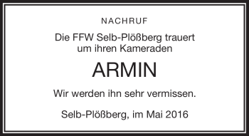 Traueranzeige von Armin  von Frankenpost