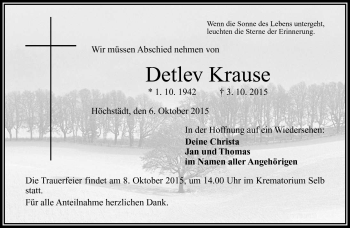 Traueranzeige von Detlev Krause von Frankenpost