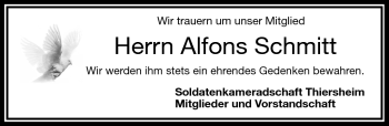Traueranzeige von Alfons Schmitt von Frankenpost