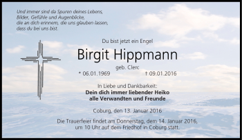Traueranzeige von Birgit Hippmann von Neue Presse Coburg