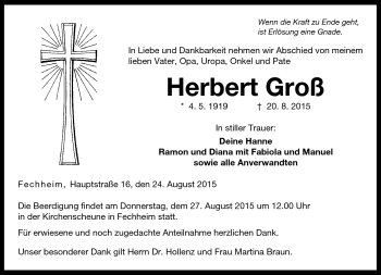 Traueranzeige von Herbert Groß von Neue Presse Coburg