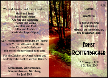 Traueranzeige von Ernst Rottenbacher von Südthüringer Presse