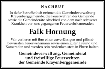 Traueranzeige von Falk Hornung von Südthüringer Presse
