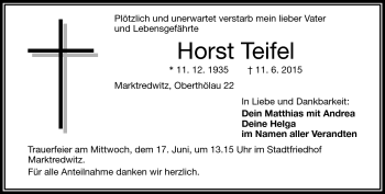 Traueranzeige von Horst Teifel von Frankenpost