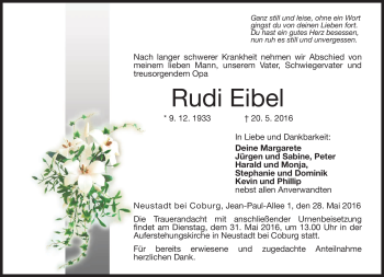Traueranzeige von Rudi Eibel von Neue Presse Coburg