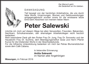 Traueranzeige von Peter Salewski von Südthüringer Presse
