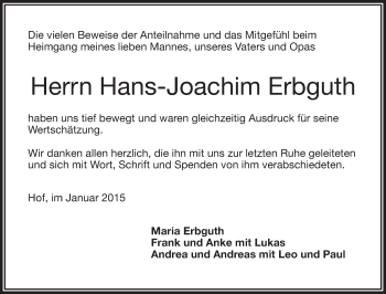 Traueranzeige von Hans-Joachim Erbguth von 23313