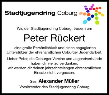 Traueranzeige von Peter Rückert von Neue Presse Coburg