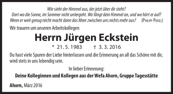 Traueranzeige von Jürgen Eckstein von Neue Presse Coburg