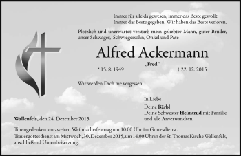 Traueranzeige von Alfred Ackermann von Neue Presse Coburg