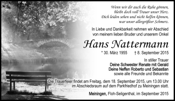 Traueranzeige von Hans Nattermann von Südthüringer Presse