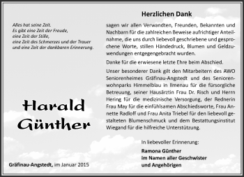 Traueranzeige von Harald Günther von 23019