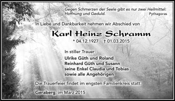 Traueranzeige von Karl-Heinz Schramm von Südthüringer Presse