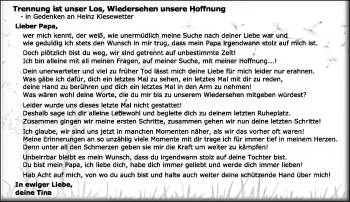 Traueranzeige von Heinz Kiesewetter von Neue Presse Coburg
