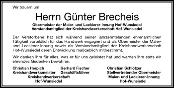 Traueranzeige von Günter Brecheis von Frankenpost