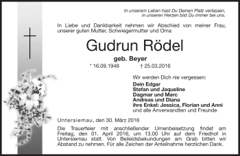 Traueranzeige von Gudrun Rödel von Neue Presse Coburg