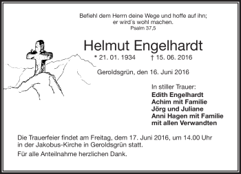 Traueranzeige von Helmut Englhardt von Frankenpost