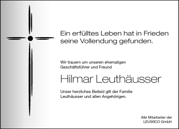 Traueranzeige von Hilmar Leuthäusser von Neue Presse Coburg