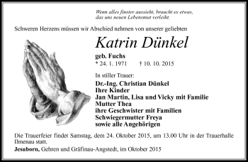 Traueranzeige von Katrin Dünkel von Südthüringer Presse
