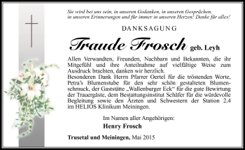 Traueranzeige von Henry Frosch von Südthüringer Presse
