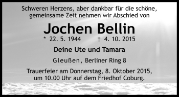 Traueranzeige von Jochen Bellin von Neue Presse Coburg