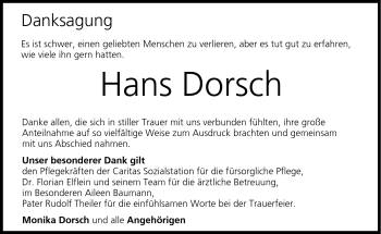 Traueranzeige von Hans Dorsch von Neue Presse Coburg