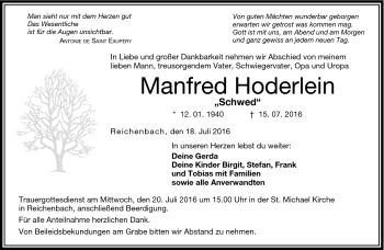 Traueranzeige von Manfred Hoderlein von Neue Presse Coburg
