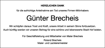 Traueranzeige von Günter Brecheis von Frankenpost
