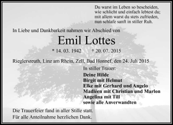 Traueranzeige von Emil Lottes von Frankenpost