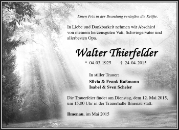 Traueranzeige von Walter Thierfelder von Südthüringer Presse