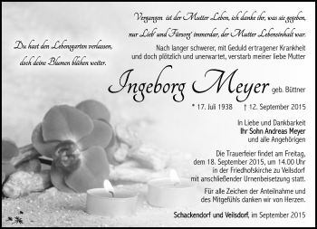 Traueranzeige von Ingeborg Meyer von Südthüringer Presse