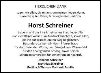 Traueranzeige von Horst Schreiner von Neue Presse Coburg