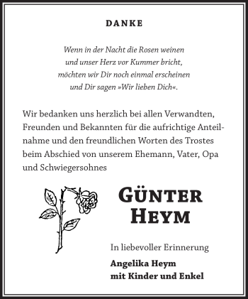 Traueranzeige von Günter Heym von Südthüringer Presse